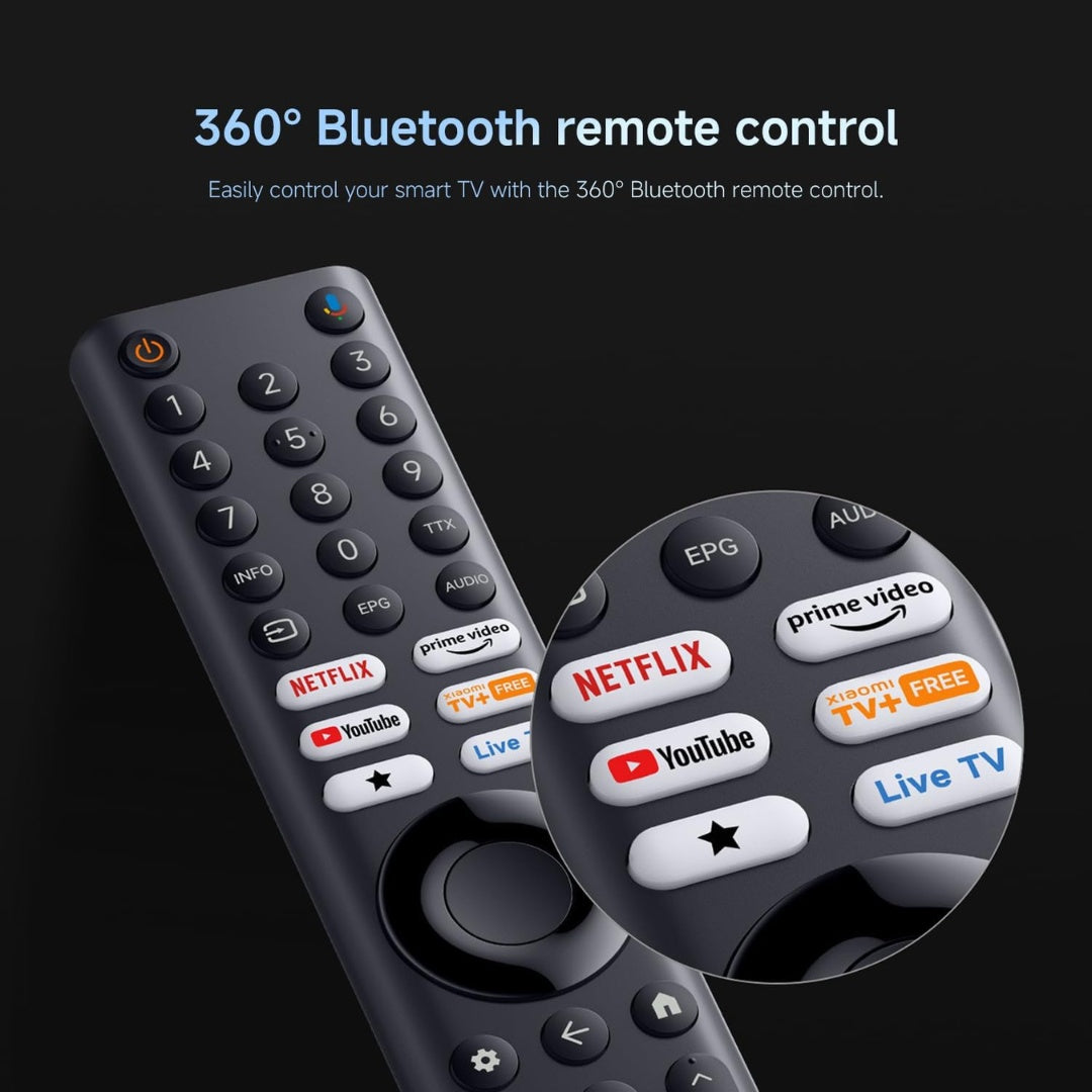 360° Bluetooth remote control with app icons on a dark background