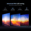 Advertisement of a television with advanced zone Mini LED technology on a dark background.