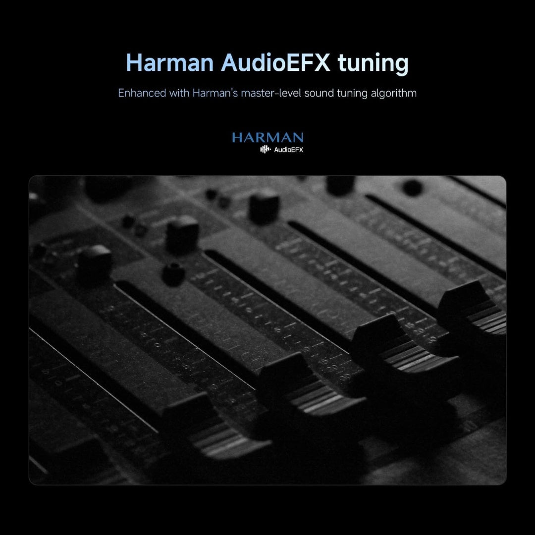 Harman AudioEFX-Tuning with sound equalizer knobs on a black background