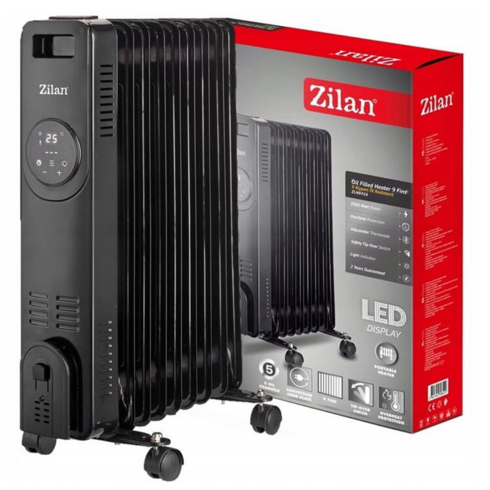Zilan Electric Oil Filled Heater 9 Fins 3 Power Mode 2000w