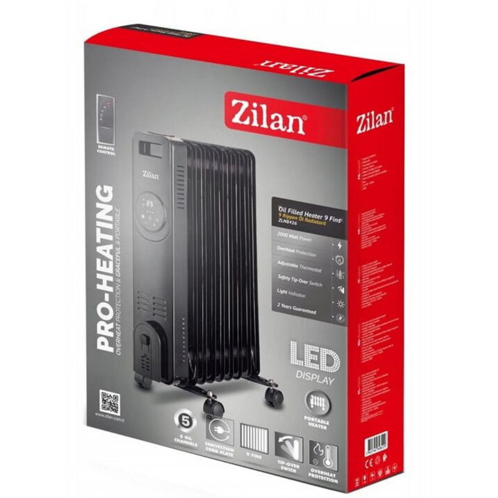 Zilan Electric Oil Filled Heater 9 Fins 3 Power Mode 2000w