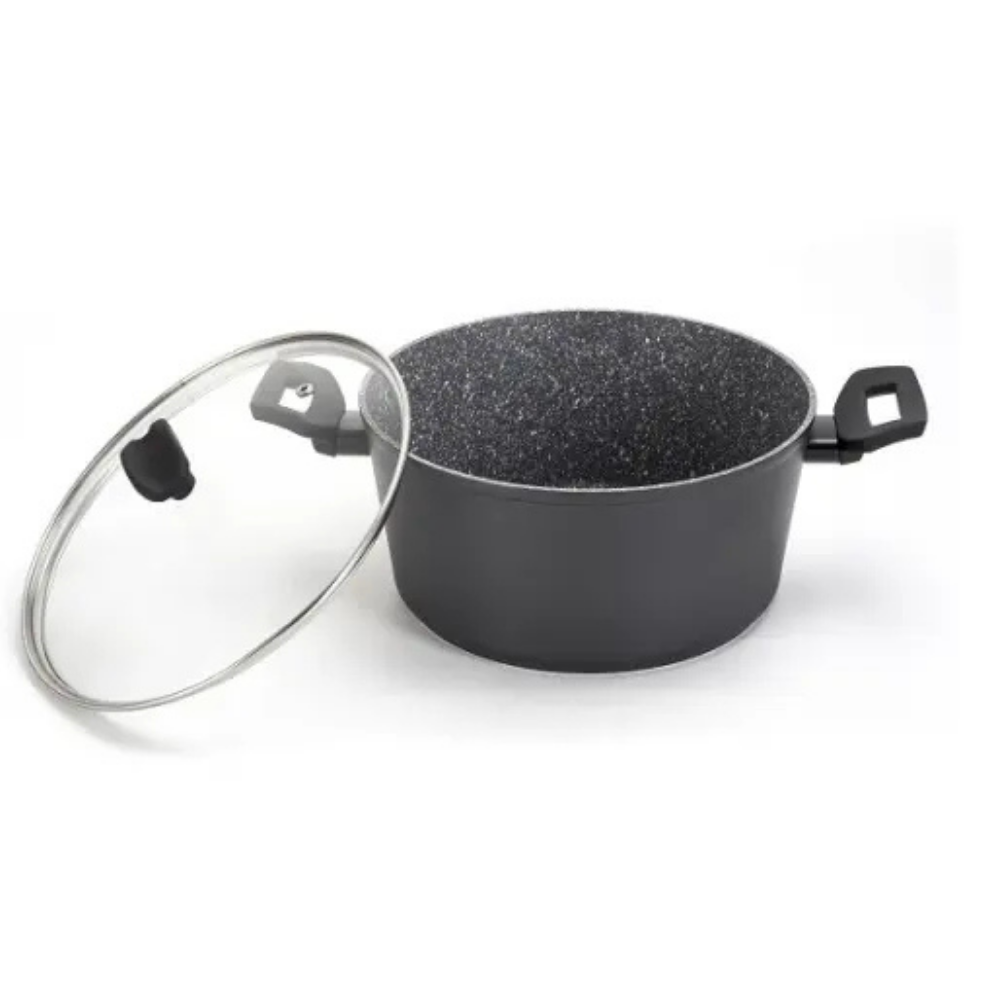 Zilan Granite Sauce Pan 28cm With Glass Lid Induction