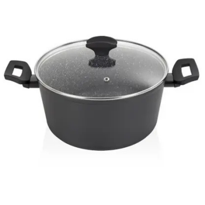 Zilan Granite Sauce Pan 28cm With Glass Lid Induction
