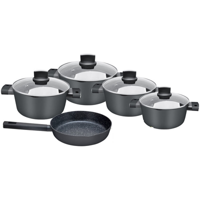 Zilan Granite Kitchen Set (9 Pcs) with Glass Lids