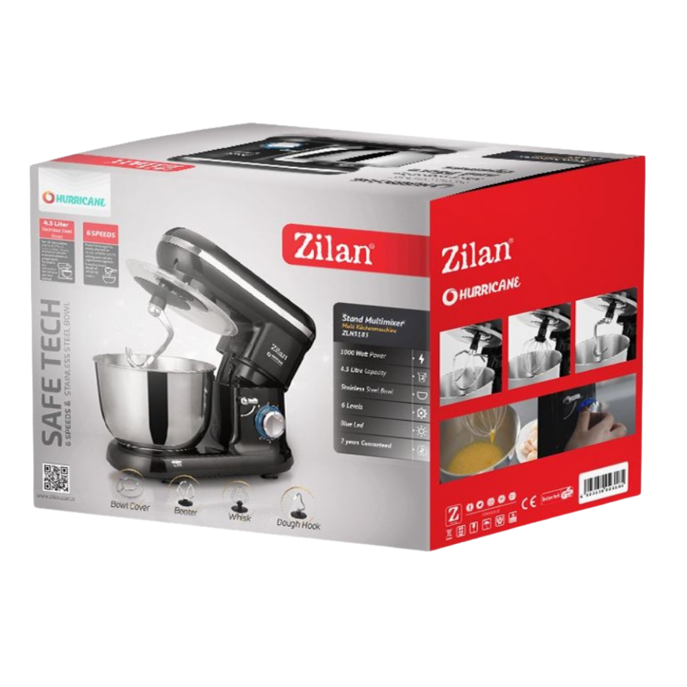 Zilan Stand Mixer 4.5L 6 Speeds - 1400W Black
