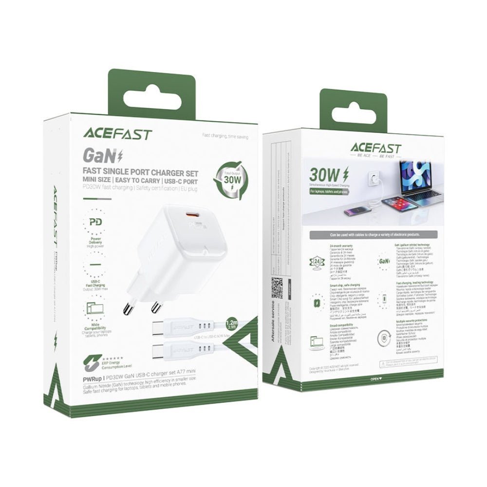 AceFast - Acefast A77 PD 30W mini Wall GaN Charger Set - Cle Market