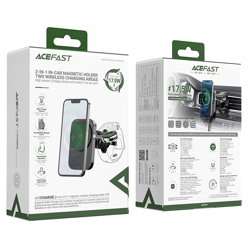 AceFast - AceFast AirCharge Fast Wireless Charger Car Mount Holder D18 - Cle Market