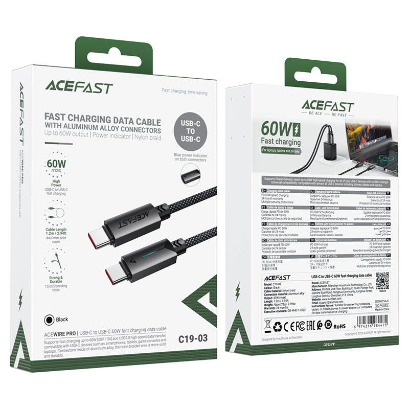 Acefast 60W Cable USB-C to USB-C
