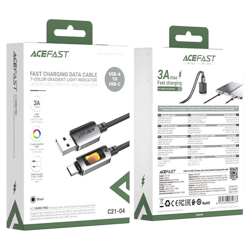 Acefast Charging Data Cable USB-A to USB-C C21-04 - Cle Market