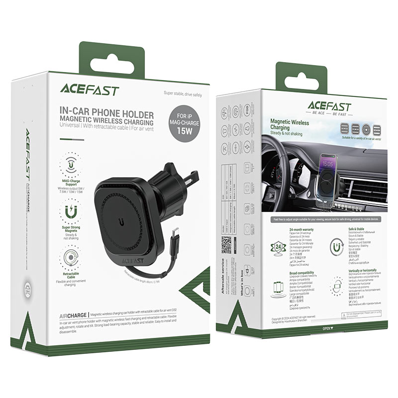 Acefast Fast Wireless Charger Magnetic Car Holder D32 - Cle Market