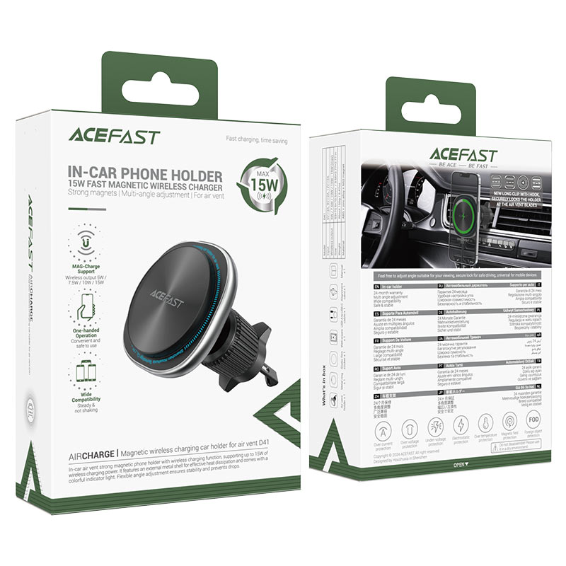 AceFast - AceFast Fast Wireless Charger Magnetic Car Holder D41 - Cle Market