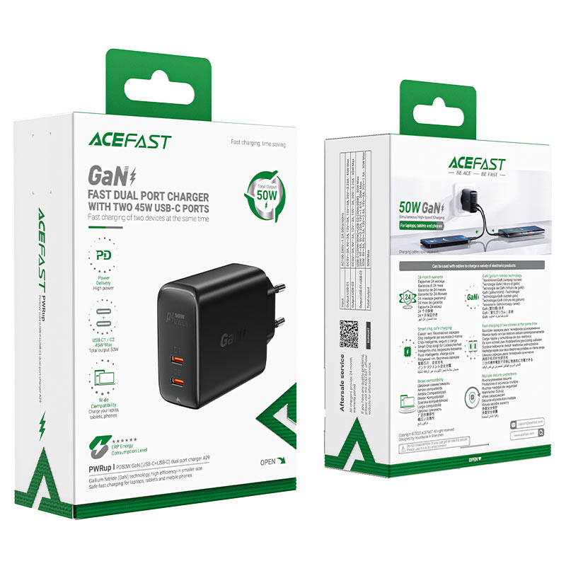AceFast - AceFast PWRup PD50W Dual USB - C Port Charger A29 - Cle Market
