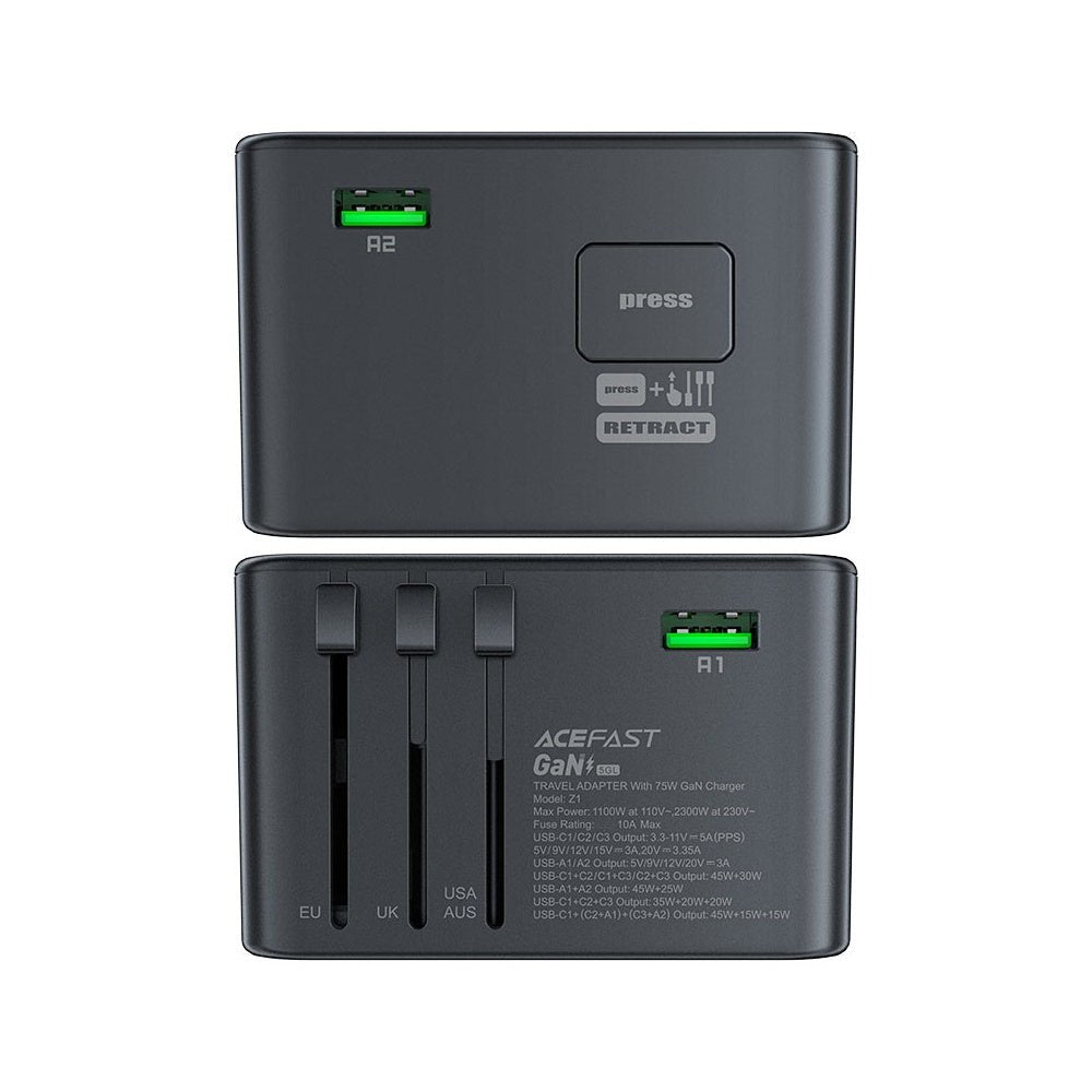 AceFast - AceFast PWRup PD75W GaN Multifunctional Charging Adapter Z1 - Cle Market