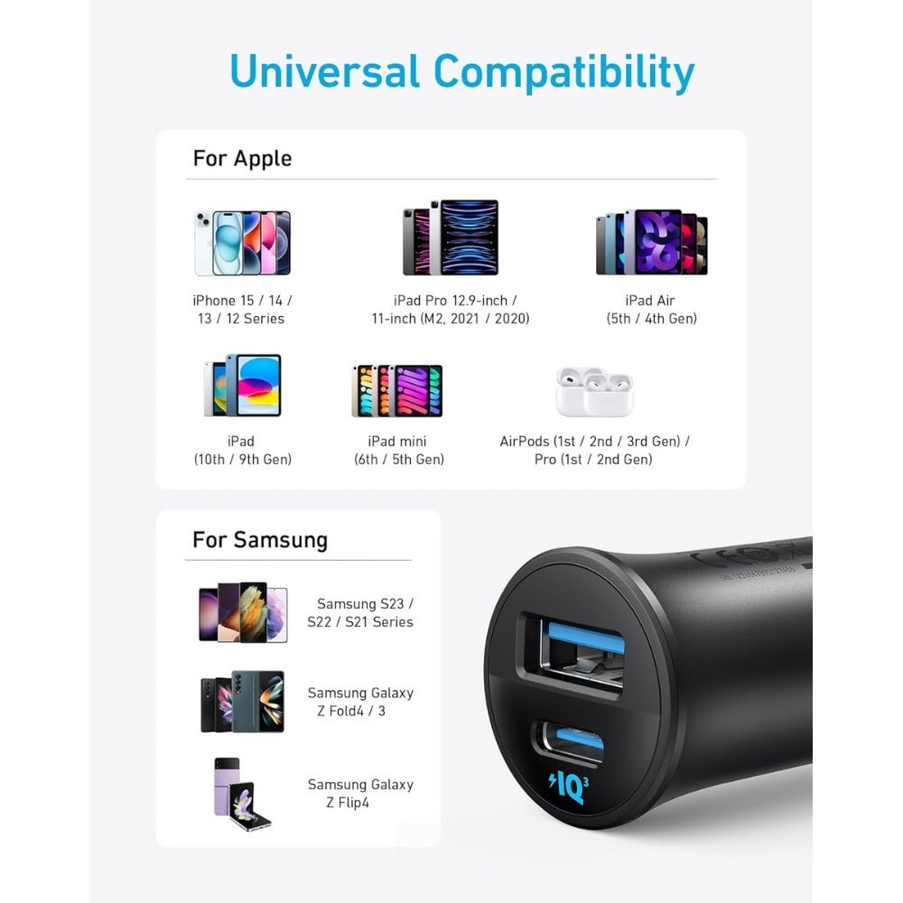 Anker - Anker 30W Ultra Compact Dual Port Car Charger - Cle Market