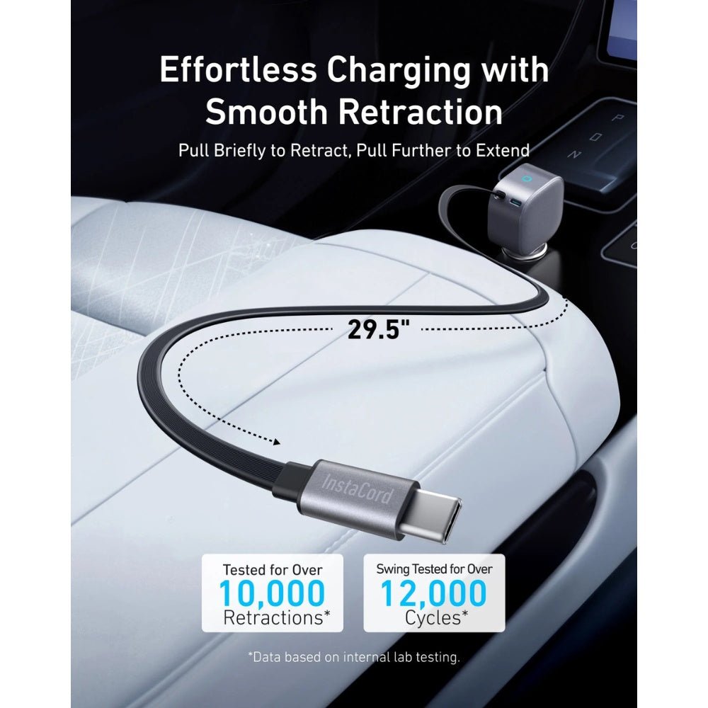 Anker - Anker USB - C Car Charger 75W Built - In Retractable Cable - Cle Market