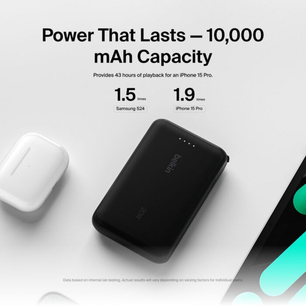 Belkin - Belkin BoostCharge Power Bank 10K 20W with Integrated Cable - Cle Market