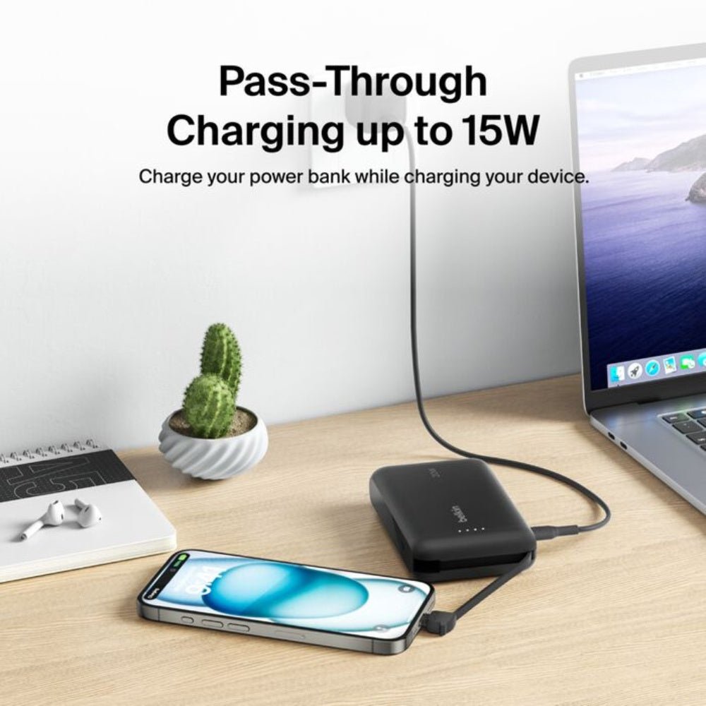 Belkin - Belkin BoostCharge Power Bank 10K 20W with Integrated Cable - Cle Market