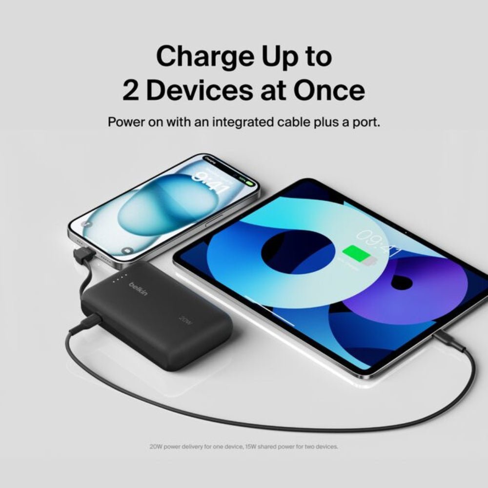 Belkin - Belkin BoostCharge Power Bank 10K 20W with Integrated Cable - Cle Market