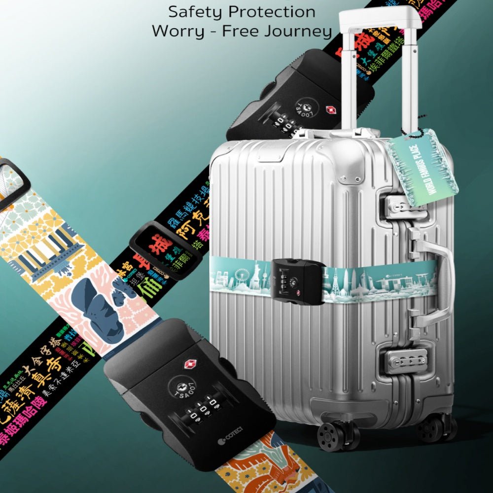 Coteci - Coteci Customs Lock Buckle Luggage Strap Tag Set - World Landmarks - Cle Market