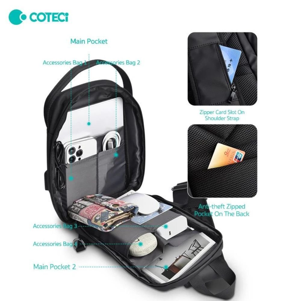 Coteci - Coteci Shaped Shoulder Bag with Lock Space Series - Cle Market