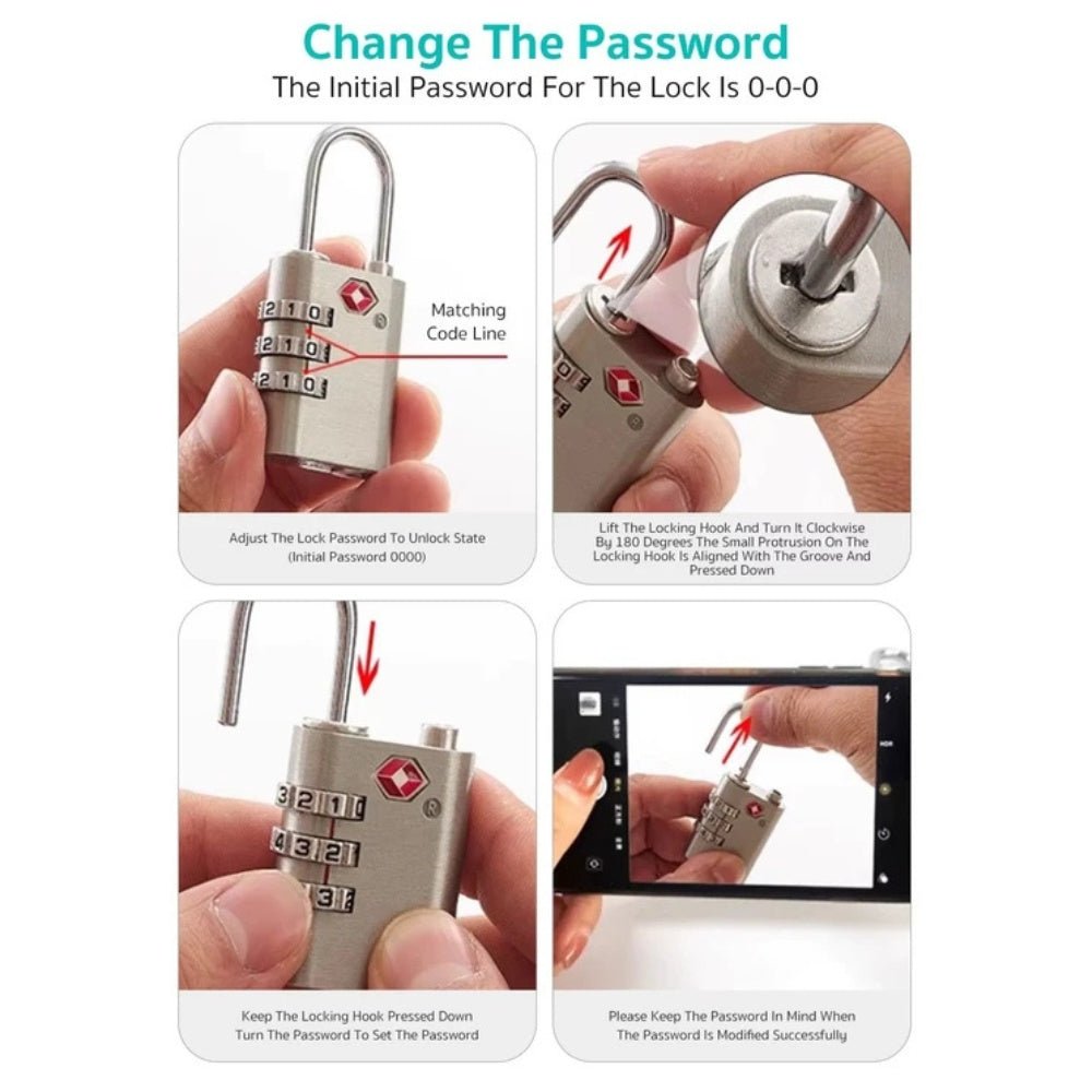 Coteci - Coteci Zinc Alloy TSA Lock 3 Digit Combination Code Lock - Cle Market