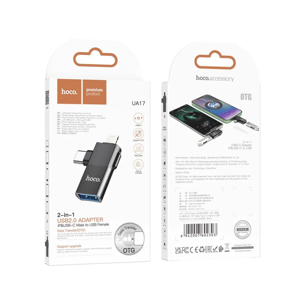 Hoco - Hoco 2 in 1 USB Adapter UA17 - Cle Market