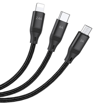Hoco - Hoco 3 in 1 Fast Charging Cable U104 - Cle Market