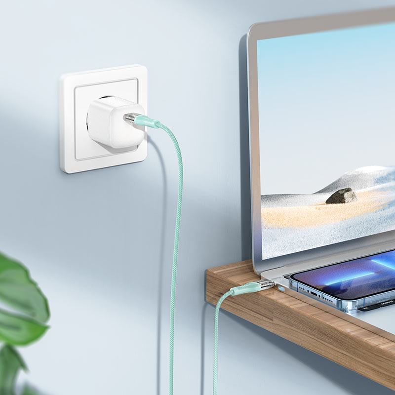 Hoco - Hoco 60W Transparent Braided USB - C Cable U111 - Cle Market