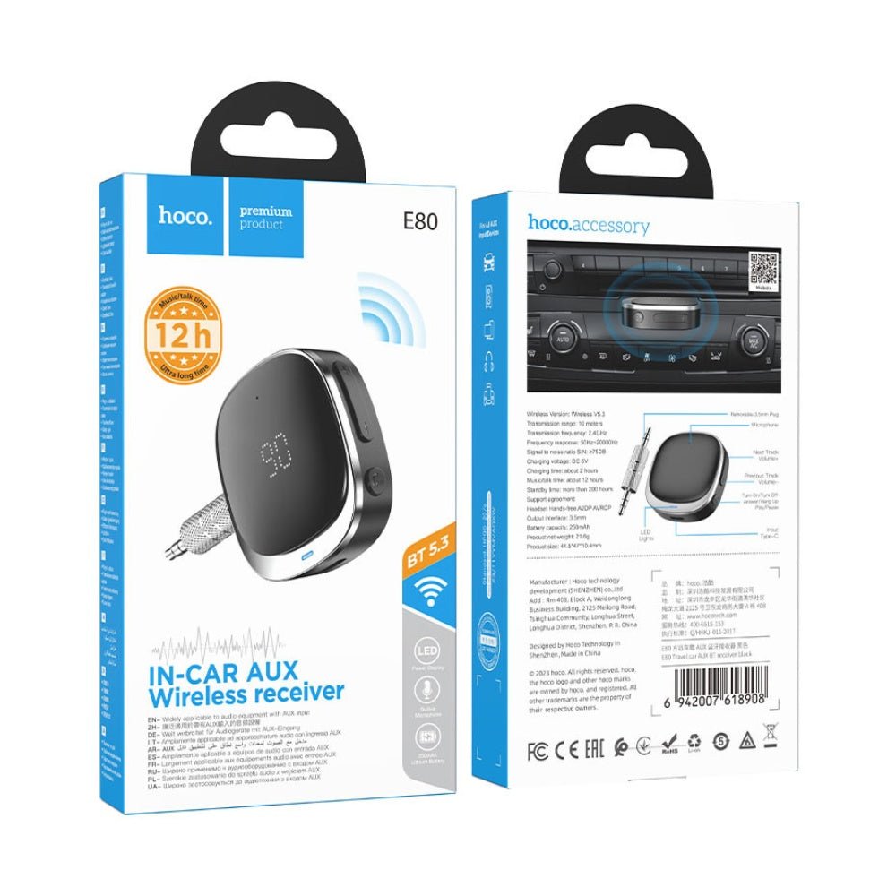 Hoco - Hoco Car AUX Bluetooth Receiver E80 - Cle Market