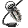 Hoco - Hoco Dual Port Car Charger 30W with USB - C to Lightning Cable Z53A - Cle Market