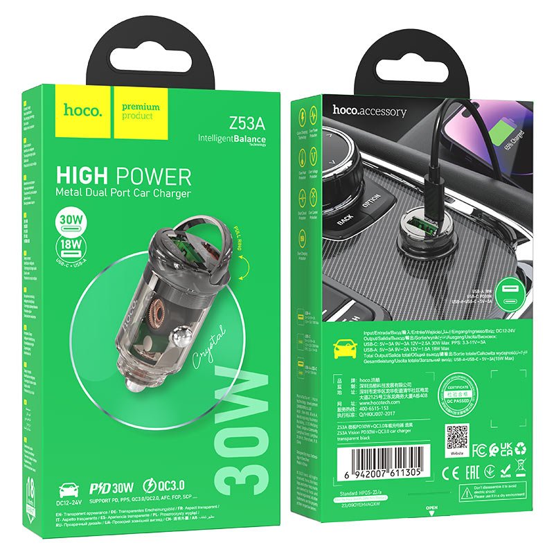 Hoco - Hoco Dual Port Car Charger 30W Z53A - Cle Market