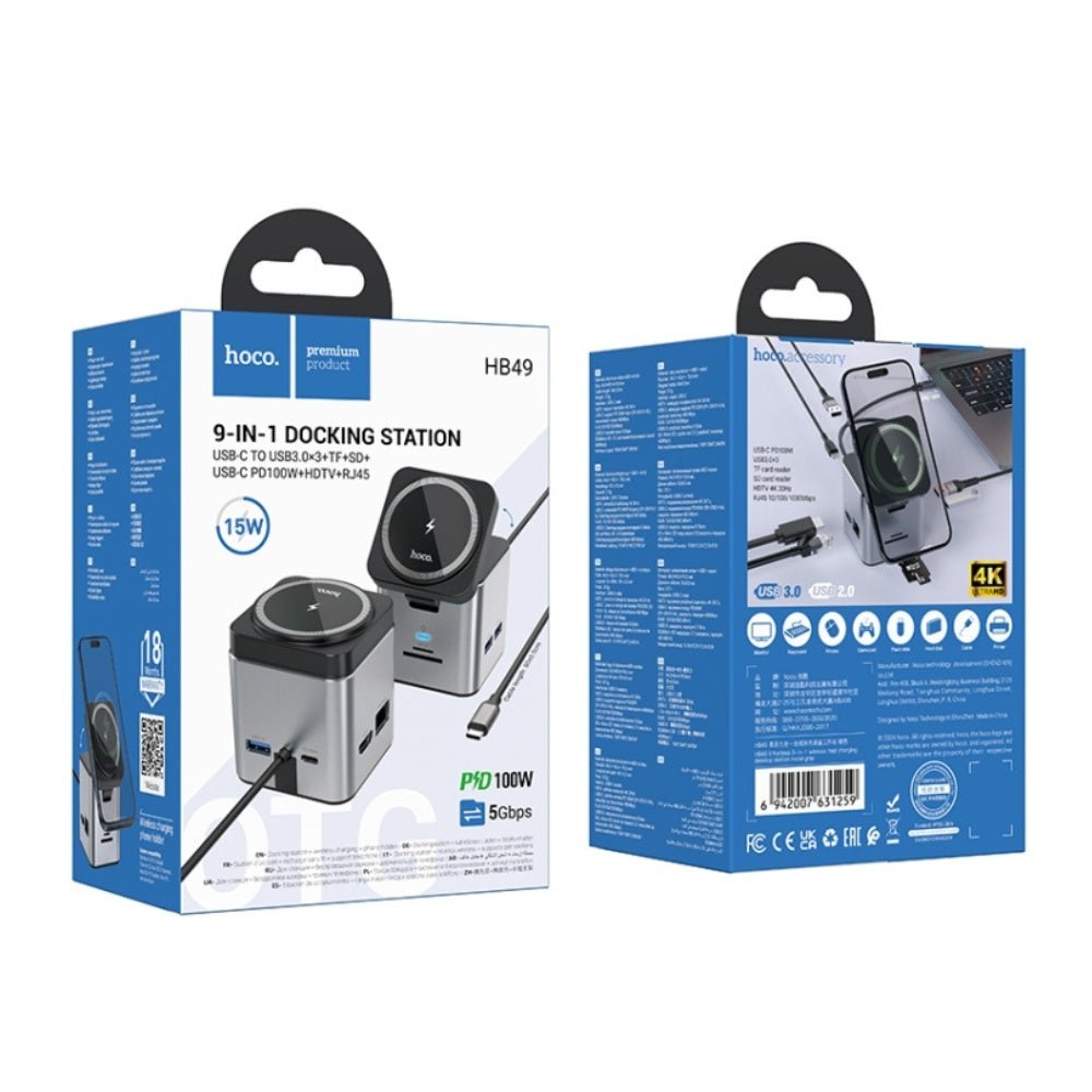 Hoco - Hoco HB49 9 - in - 1 Docking Station 100W HDMI Ethernet - Cle Market