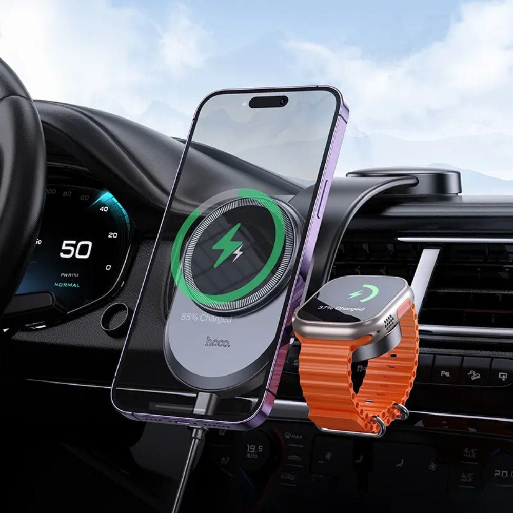 Hoco - Hoco HW28 2 - in - 1 Wireless Fast Charging Car Holder - Cle Market