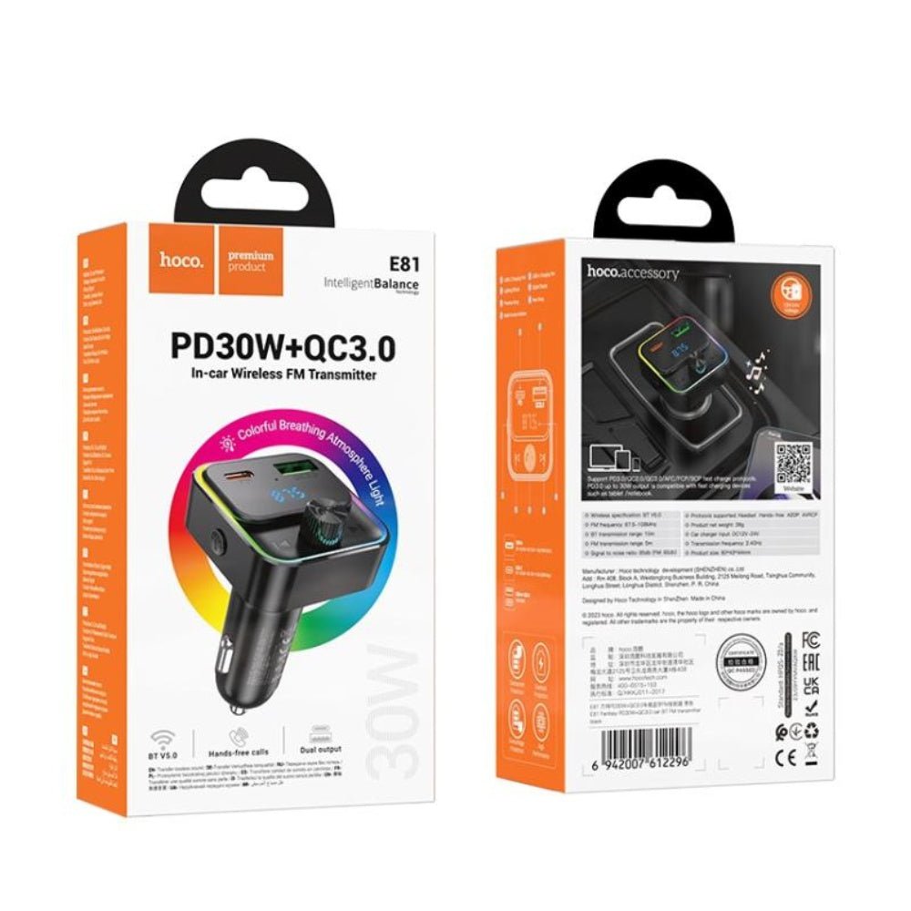 Hoco - Hoco In - Car Wireless FM Transmitter PD30W E81 - Cle Market
