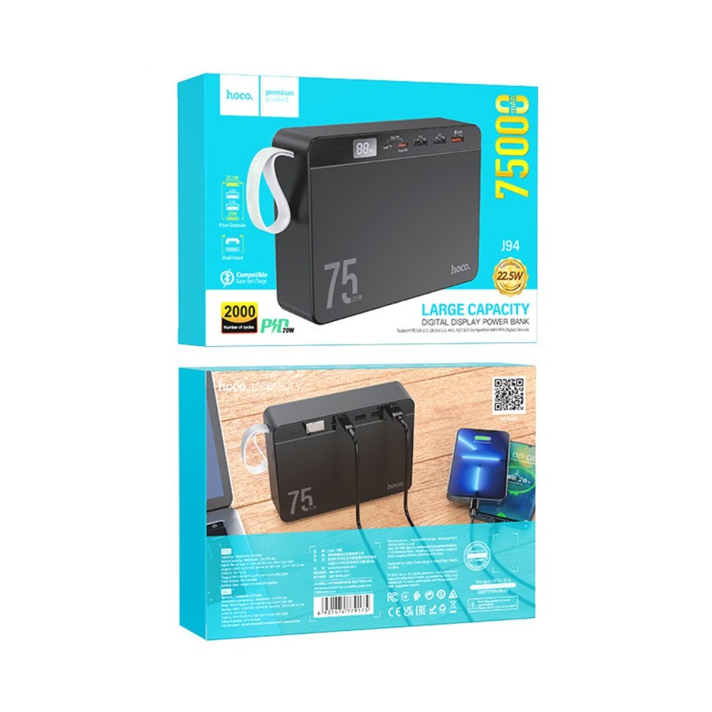 Hoco - Hoco J94 Overlord Fast Charge 22.5W Power Bank 75000mAh - Cle Market