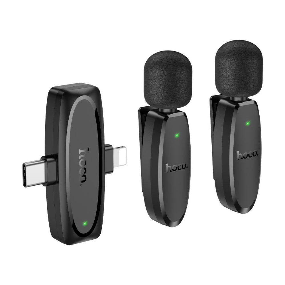 Hoco - Hoco L15 Dual Wireless Microphone Clip - ON Lightning and USB - C - Cle Market