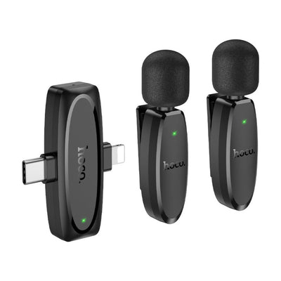 Hoco - Hoco L15 Dual Wireless Microphone Clip - ON Lightning and USB - C - Cle Market
