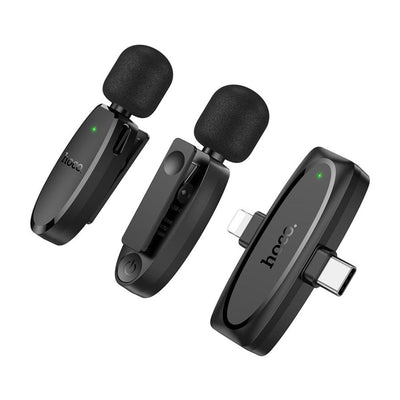 Hoco - Hoco L15 Dual Wireless Microphone Clip - ON Lightning and USB - C - Cle Market