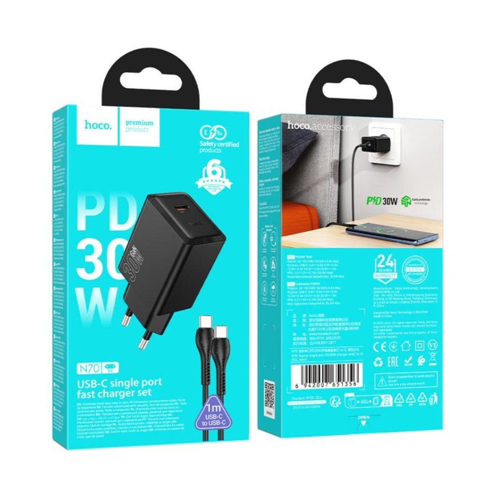 Hoco - Hoco N70 Nuevo USB - C 30W Adapter with Cable - Cle Market
