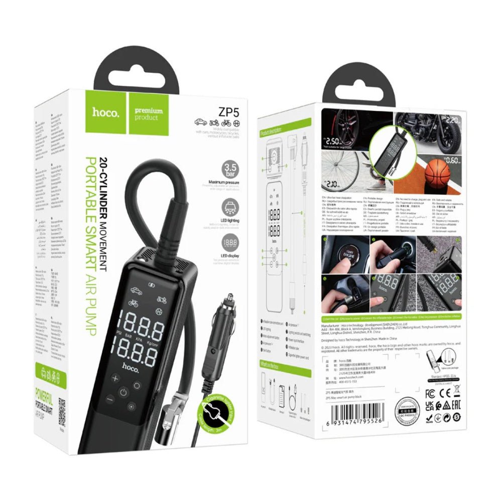 Hoco - Hoco Portable Car Smart Air Pump ZP5 - Cle Market