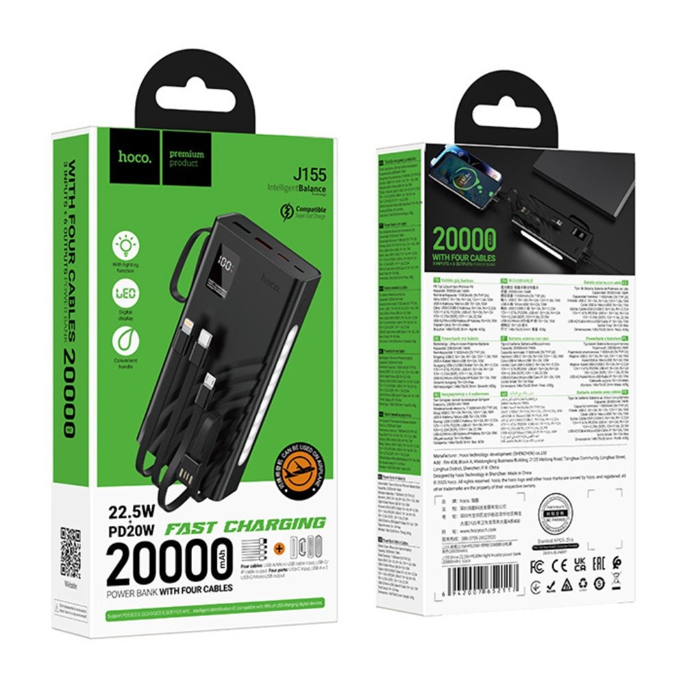 Hoco - Hoco Power Bank 20000mAh with Cables - Cle Market