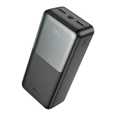 Hoco Power Bank PD20W 30000mAh J136B in black with LED indicator and multiple output ports, ideal for charging devices.