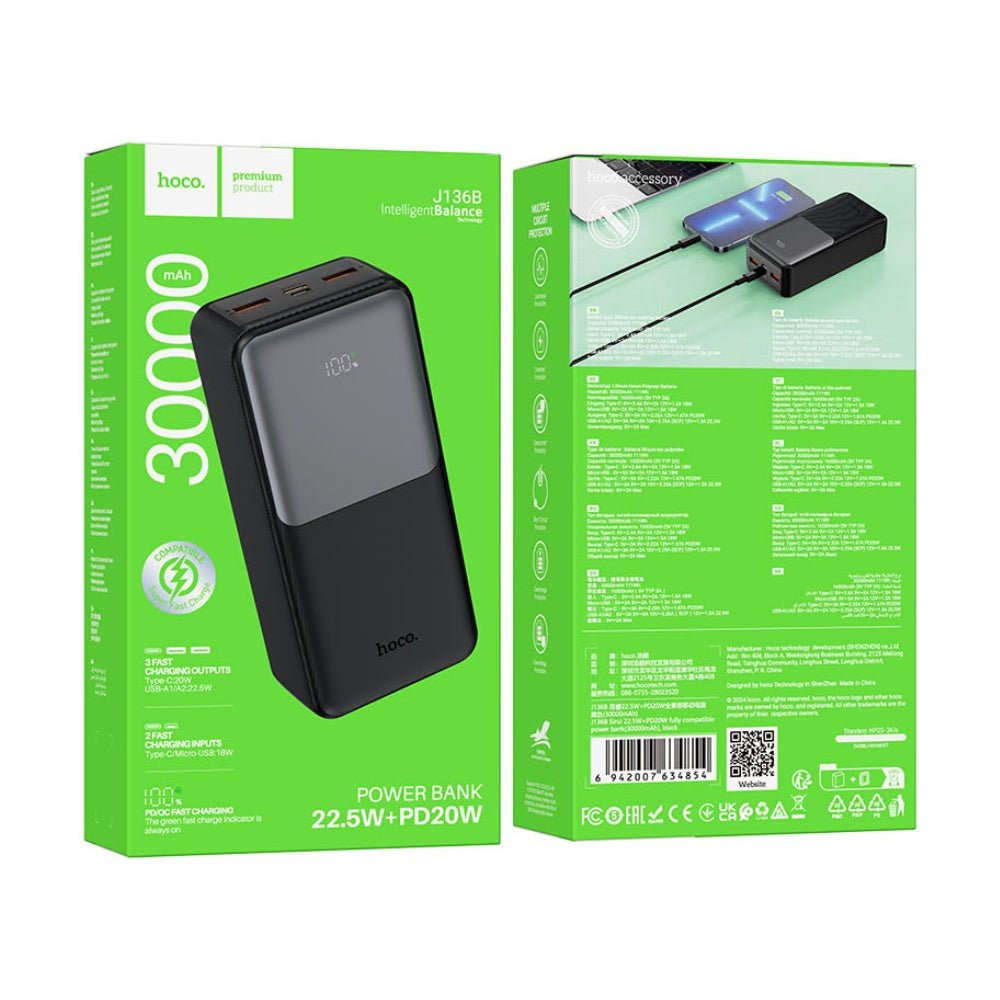 Hoco - Hoco Power Bank PD20W 30000mAh J136B - Cle Market