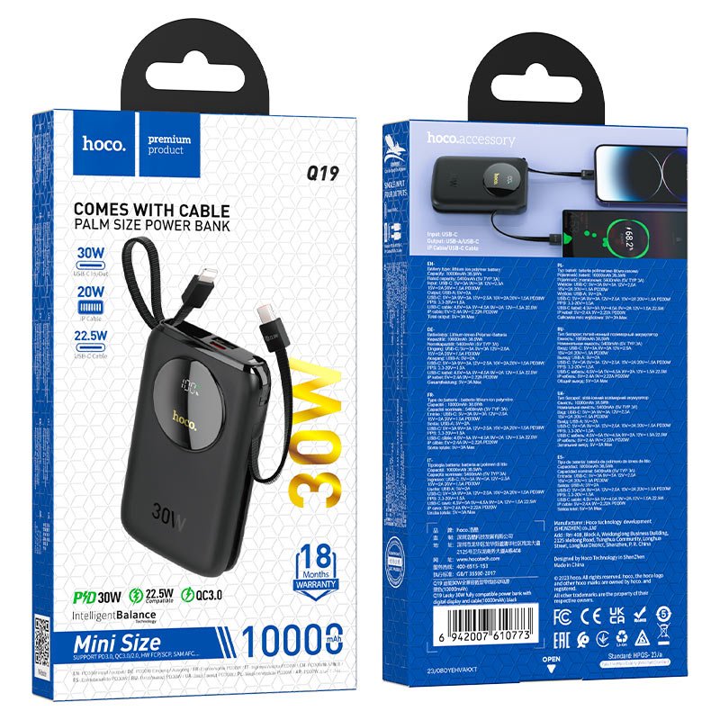 Hoco - Hoco Power bank PD30W QC3.0 10000mAh Q19 - Cle Market