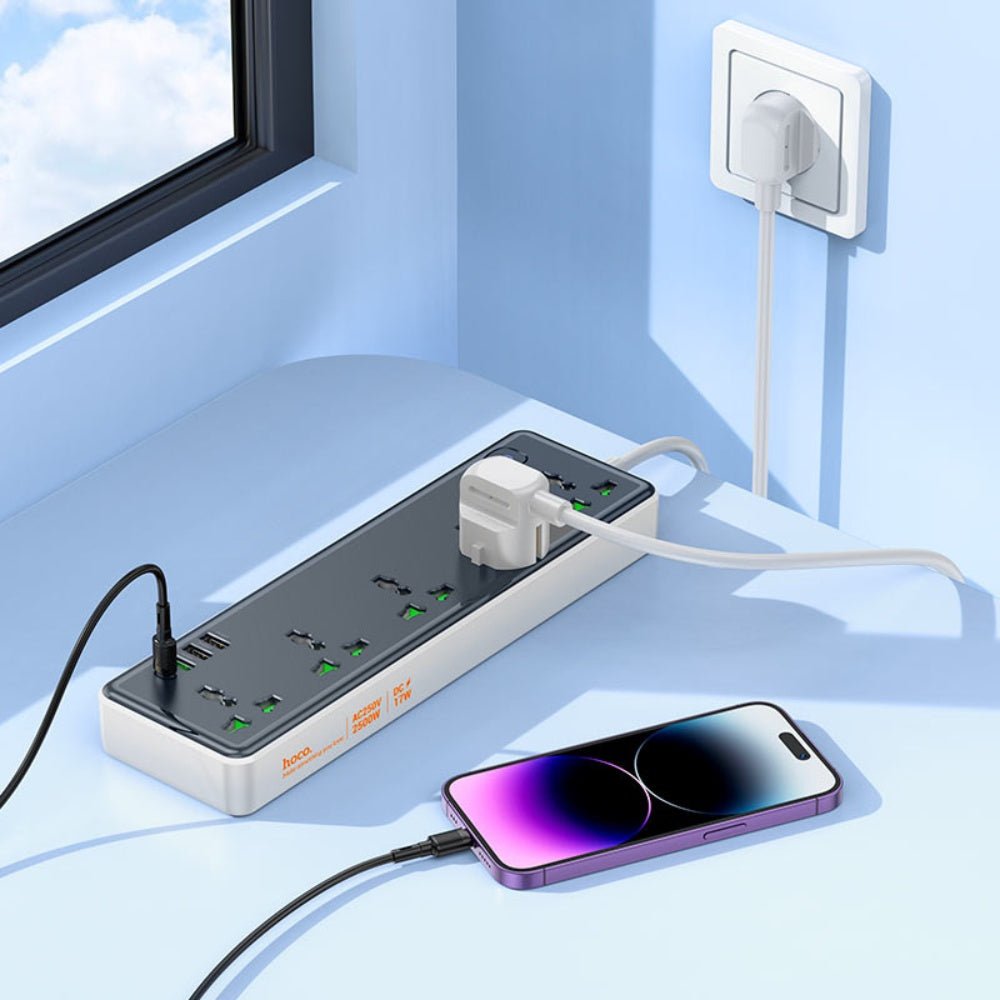 Hoco - Hoco Power Strip 5 Sockets With USB Outputs AC13A - Cle Market