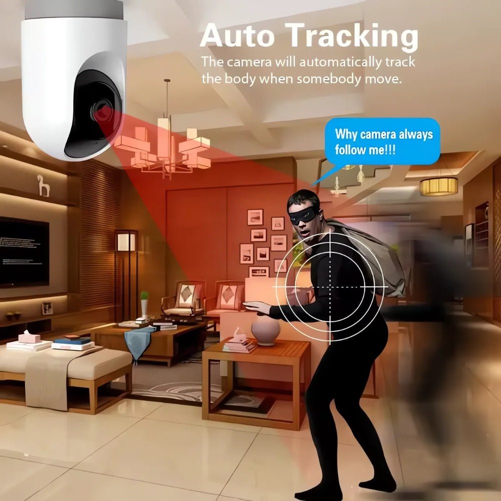Hoco PTZ HD 3MP indoor camera with a sleek design and adjustable lens for versatile home surveillance.