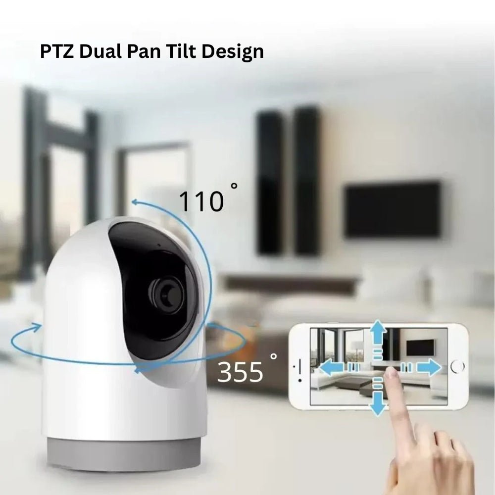 Hoco PTZ HD 3MP indoor camera with a sleek design, featuring a lens and adjustable mount for versatile surveillance.