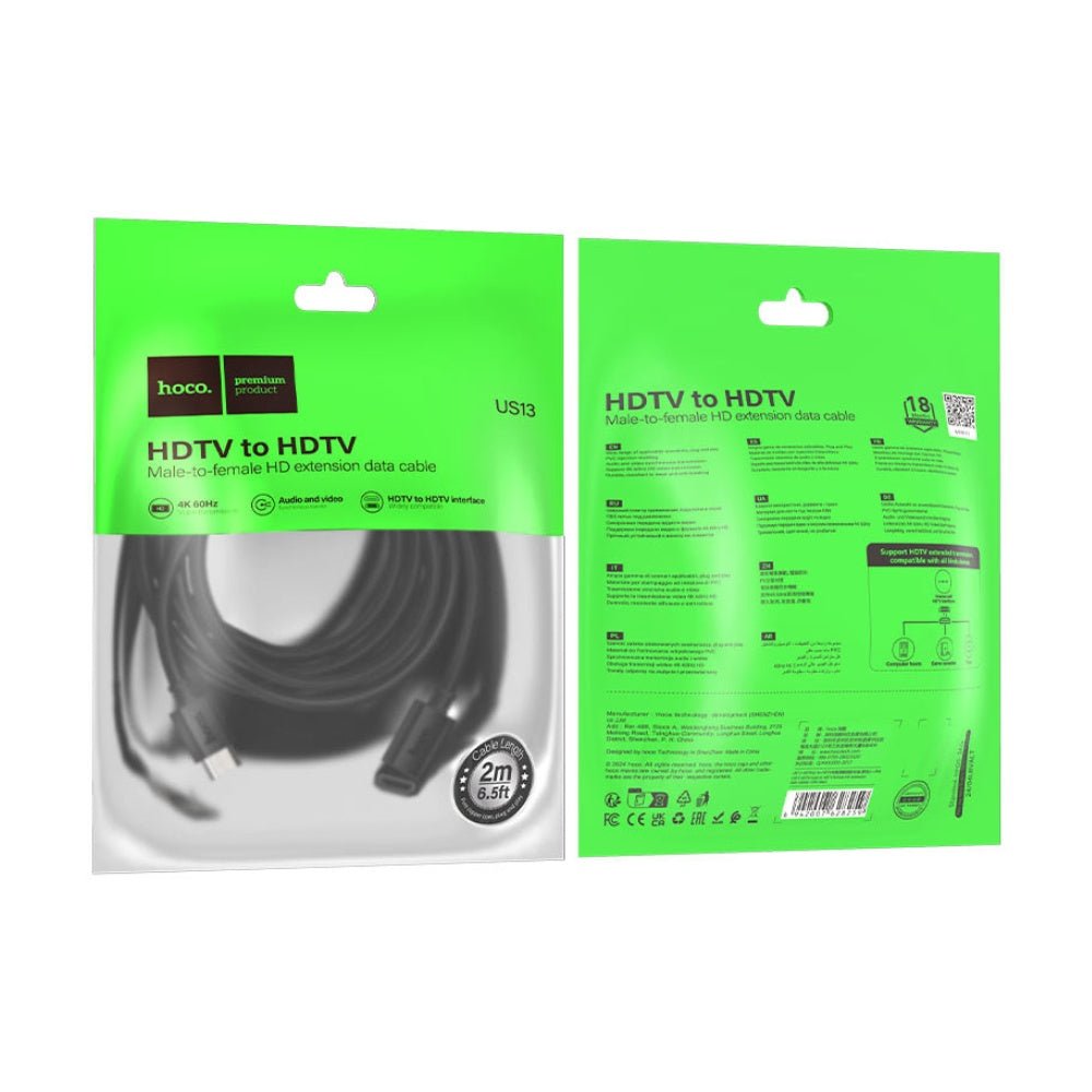 Hoco - Hoco US13 HDTV Male to HDTV Female Extension Cable 4K - Cle Market