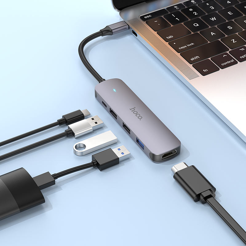 Hoco - Hoco USB - C 5 - in - 1 Hub 60W HB27 - Cle Market