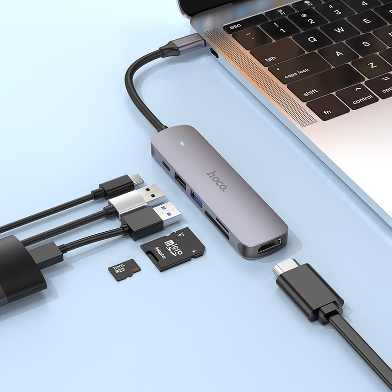 Hoco - Hoco USB - C 6 - in - 1 Hub 60W HB28 - Cle Market